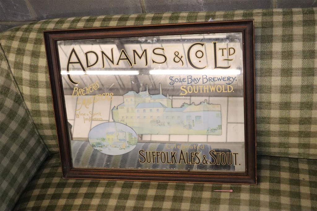 An Adnams & Co. Limited brewery advertising wall mirror 67 x 52cm.